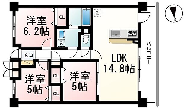 パデシオン浜大津(3LDK) 2階の間取り図