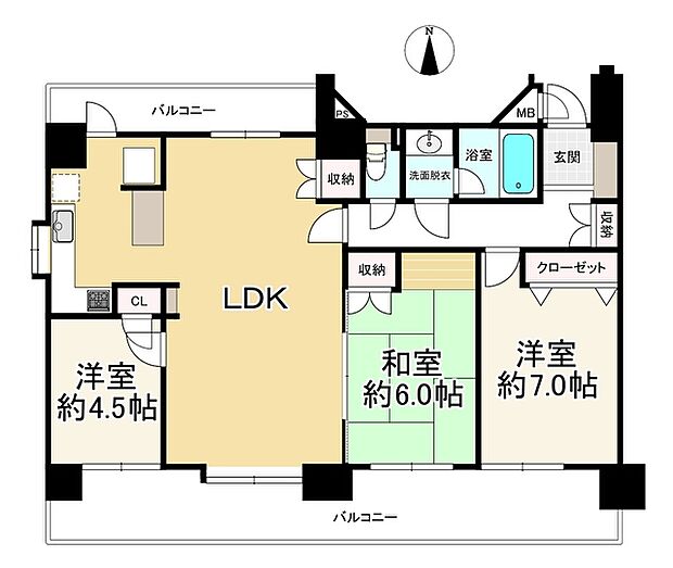 室見パークマンション(3LDK) 10階の内観