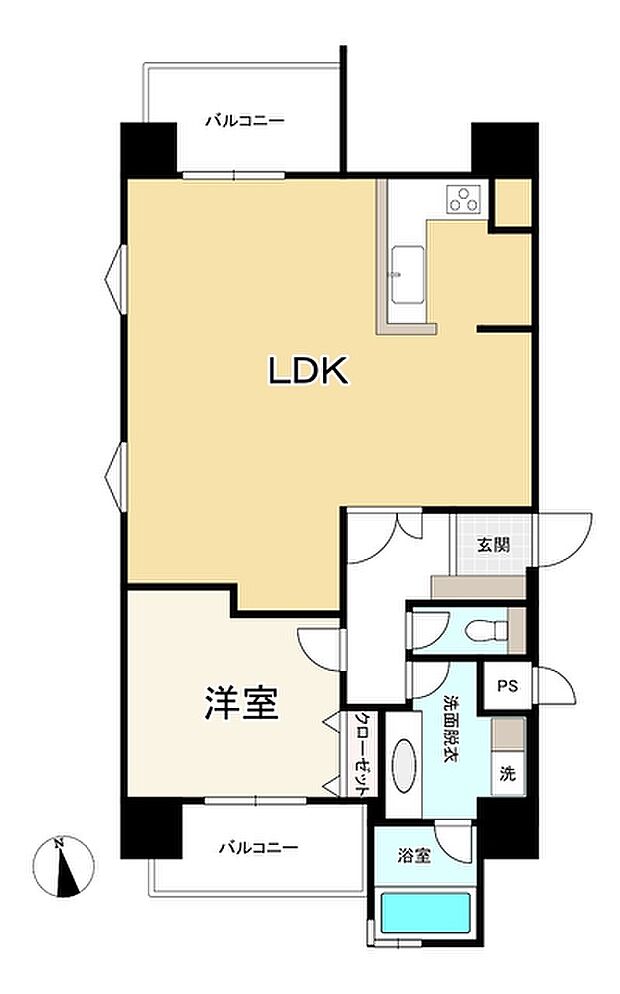 カーサ大入I(1LDK) 5階の間取り図