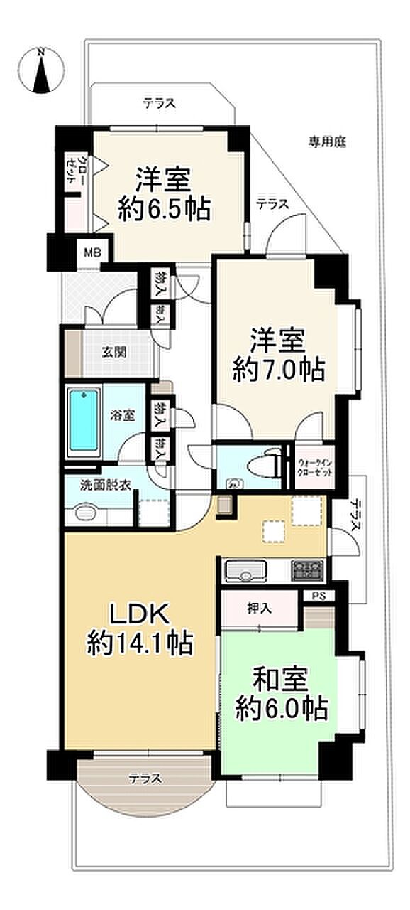 ジェネラスマンション百道(3LDK) 1階の間取り図