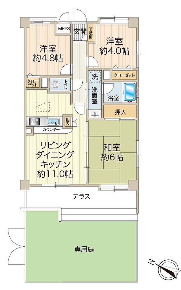ライオンズマンション京王南大沢(3LDK) 2階/202の間取り図