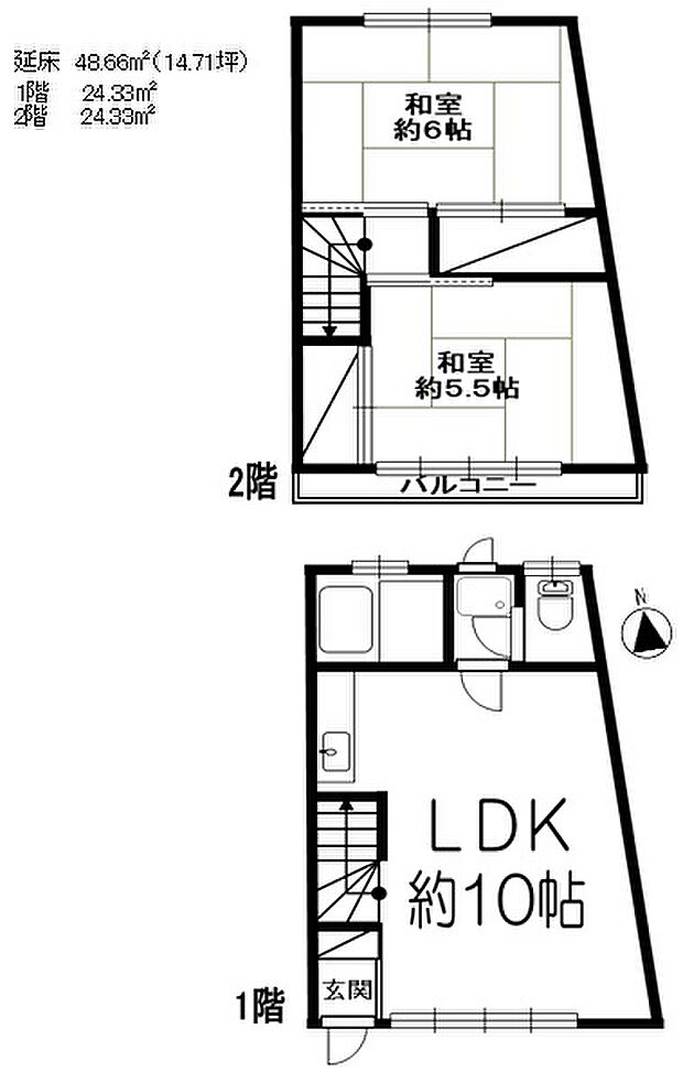 ビラ香取(2LDK) 2階/Ｂ棟の内観