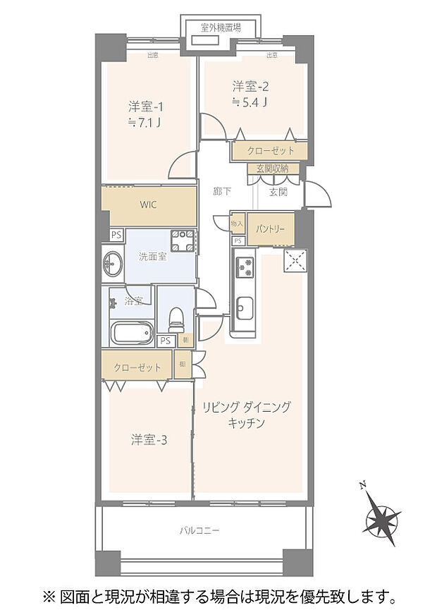 サンコートマホロバ3番館(3LDK) 5階の間取り図
