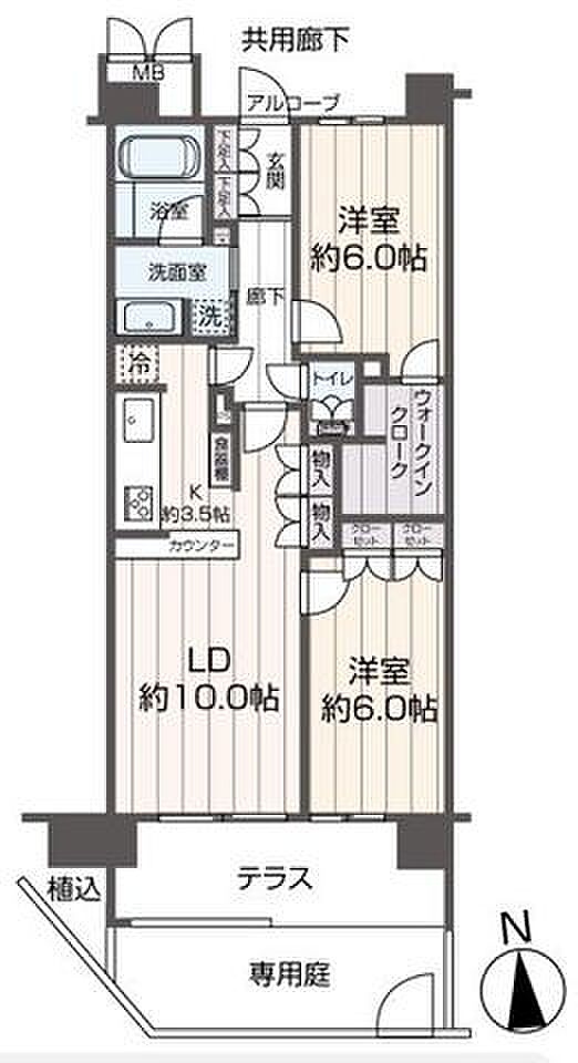 サンクレイドル湘南平塚弐番館(2LDK) 1階の間取り図