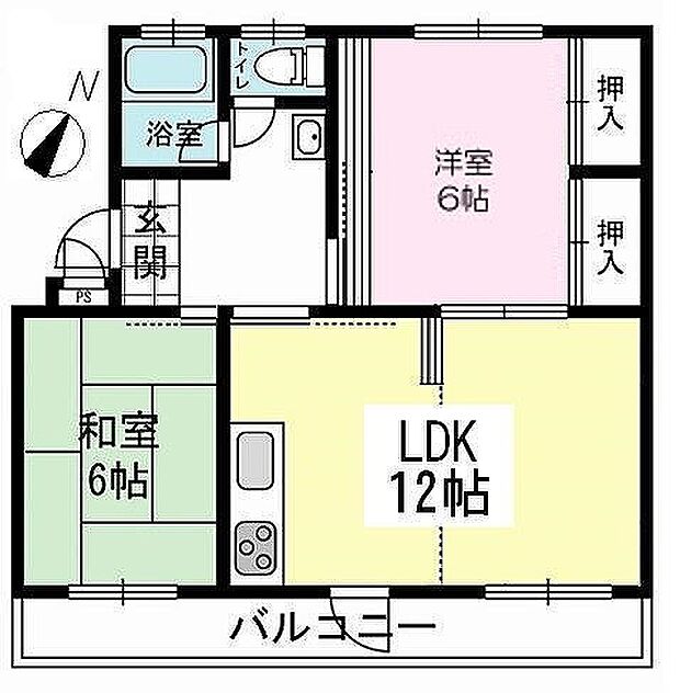 富田第2住宅60棟　2LDK　オーナーチェンジ物件(2LDK) 5階の内観