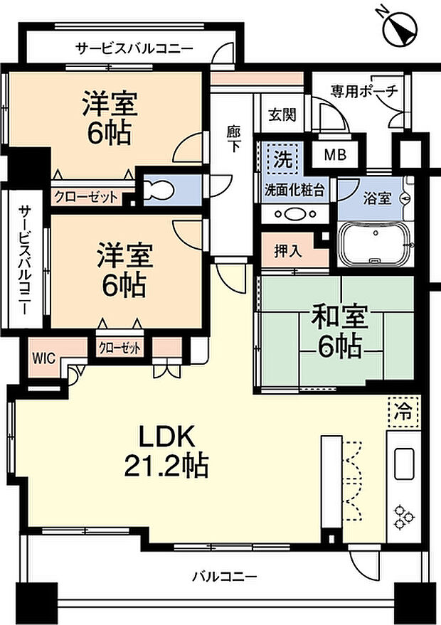 ダイアパレスライベックスタワー八幡宿(3LDK) 12階の内観
