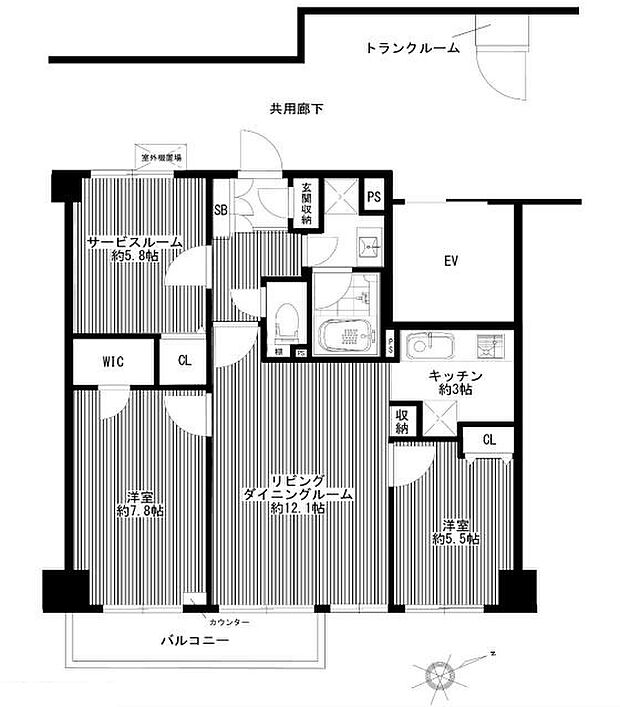 ガーデンホーム東寺尾ヒルズ(2SLDK) 4階の間取り図