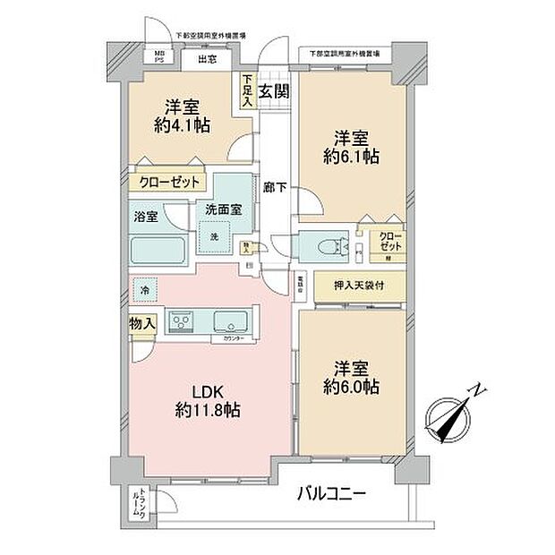 モリス東綾瀬公園(3LDK) 3階/30　号室の内観