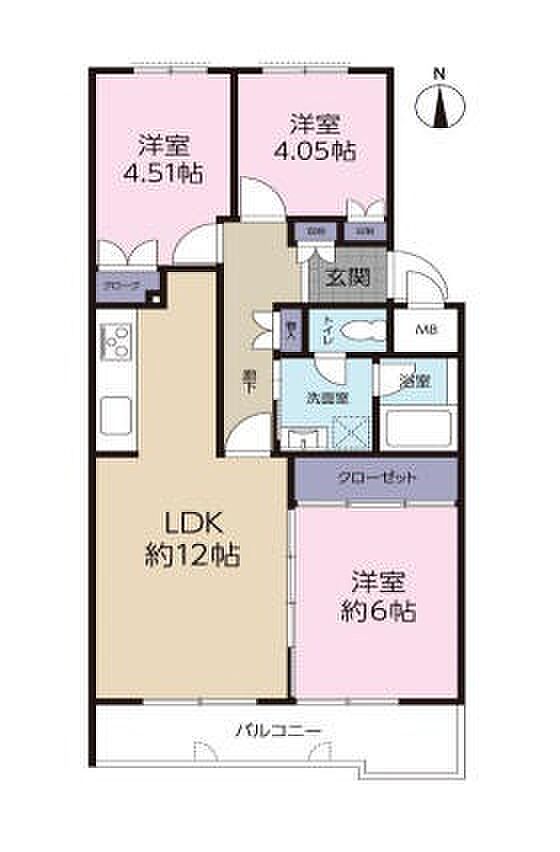カルム宮崎台(3LDK) 4階の間取り図