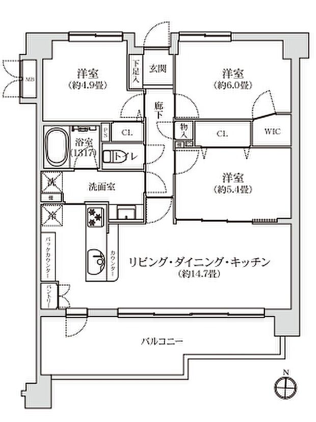 サンクレイドル竹ノ塚パラディナーレ(3LDK) 2階/204号室の間取り図
