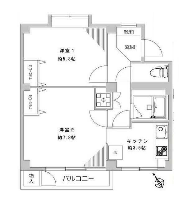 大井伊藤町住宅2号棟(2K) 5階の内観