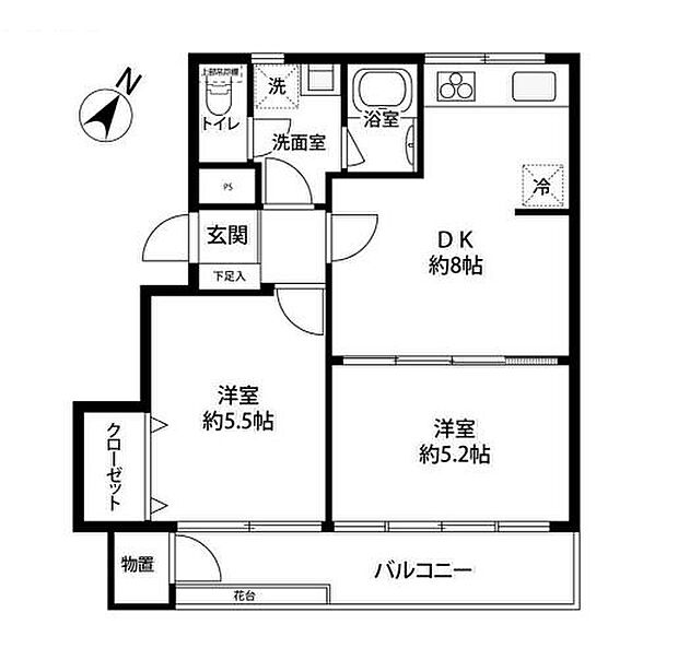 エンゼルハイム神楽坂(2DK) 2階の間取り図