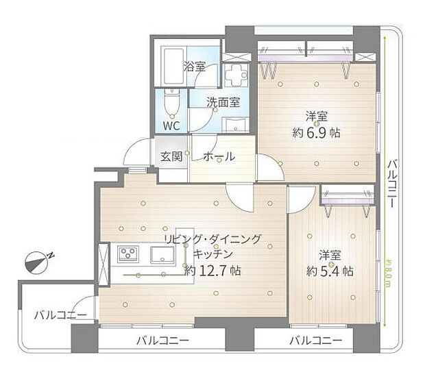 早稲田スカイマンション(2LDK) 4階の間取り図