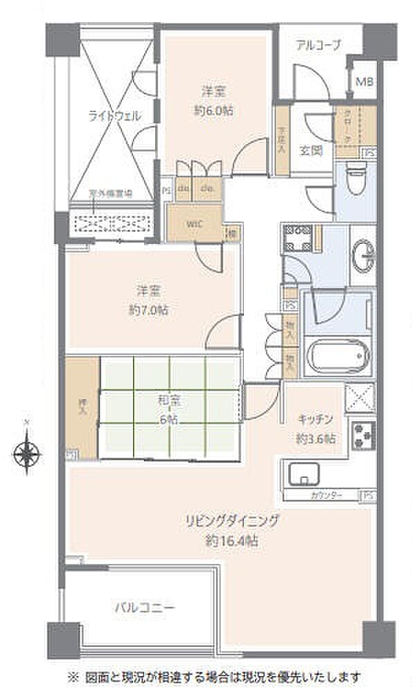 グランスイート横濱山手(3LDK) 7階の間取り図