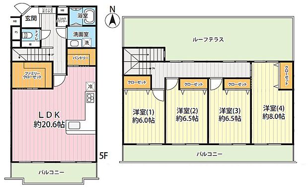 町田ハイツ壱番館(4LDK) 5階の内観