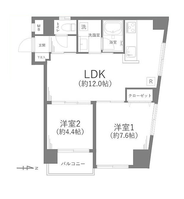 豊田シャルム(2LDK) 3階の間取り図