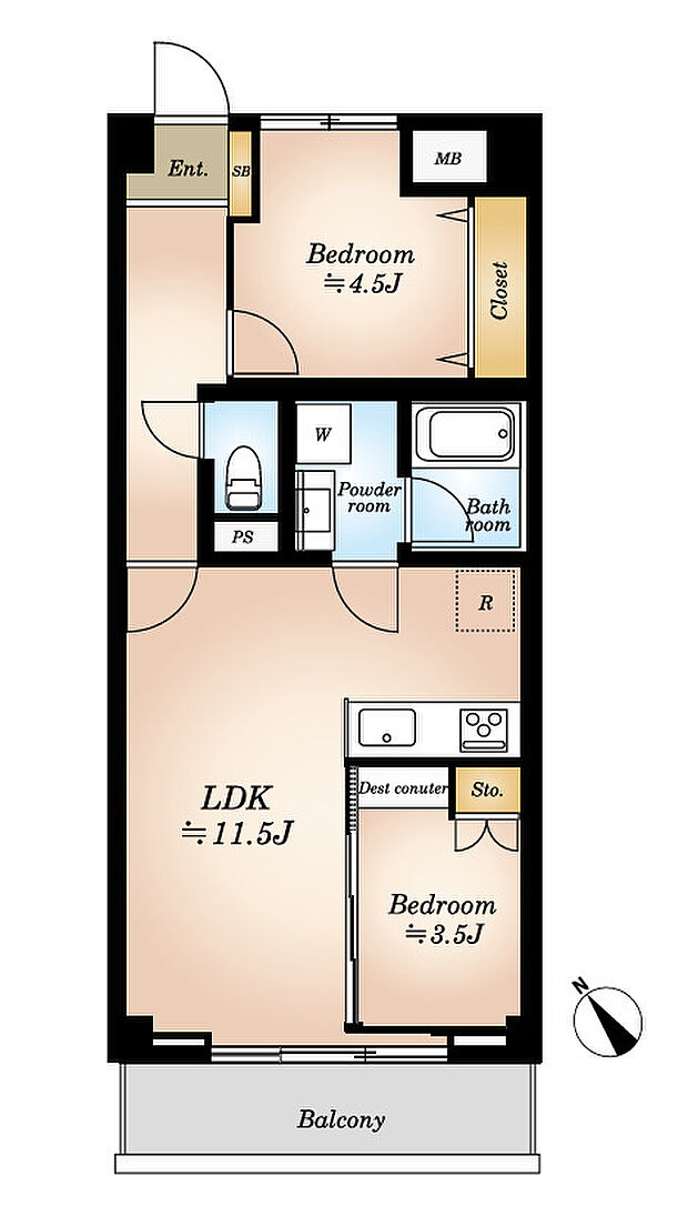タックプラザ(2LDK) 4階/422号室の間取り図