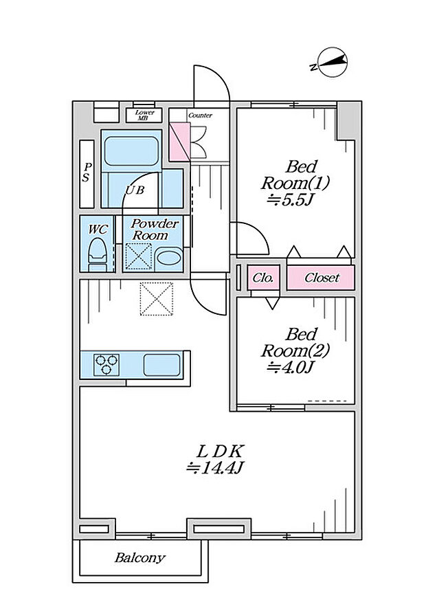 北砂四丁目住宅(2LDK) 11階の間取り図