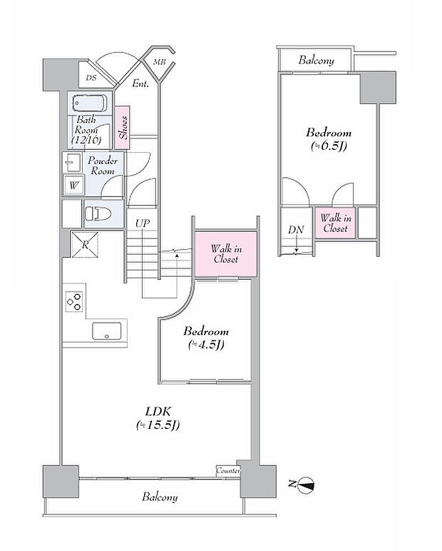 川崎河原町分譲共同ビル13号棟(2LDK) 8階の間取り図