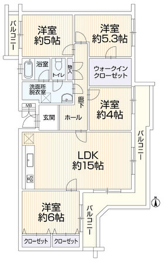 エステート上水本町3号棟(4LDK) 1階の間取り図