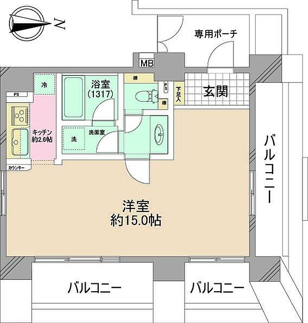 アルシェ菊川(1K) 5階の間取り図