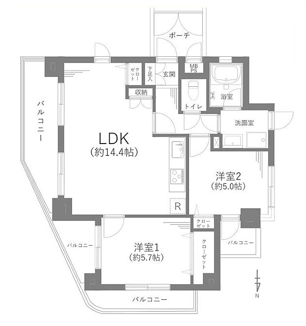 ライオンズマンション綾瀬青葉公園(2LDK) 5階の内観