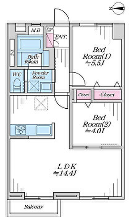 北砂四丁目住宅(2LDK) 8階の間取り図