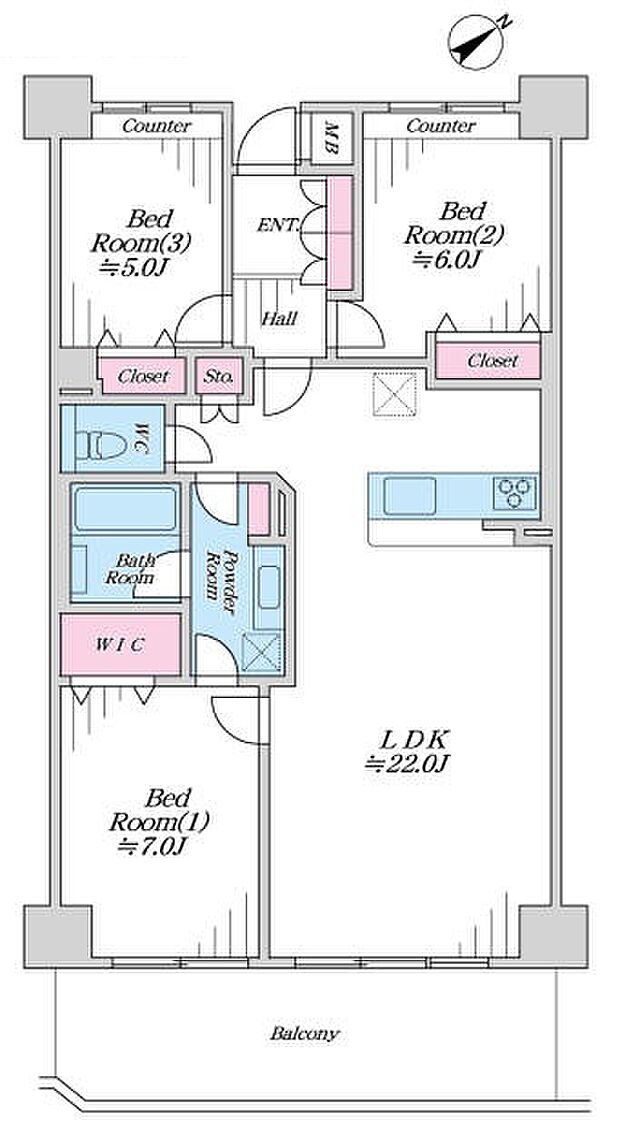 マークスプリングスメゾンB棟(3LDK) 3階の間取り図