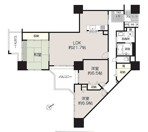 長峰杜の三番街第3号棟(3LDK) 8階の間取り図