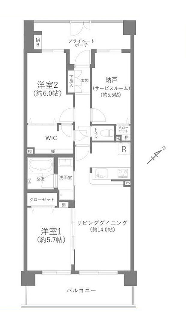 クレストフォルム平井グランステージ(2SLDK) 4階の間取り図