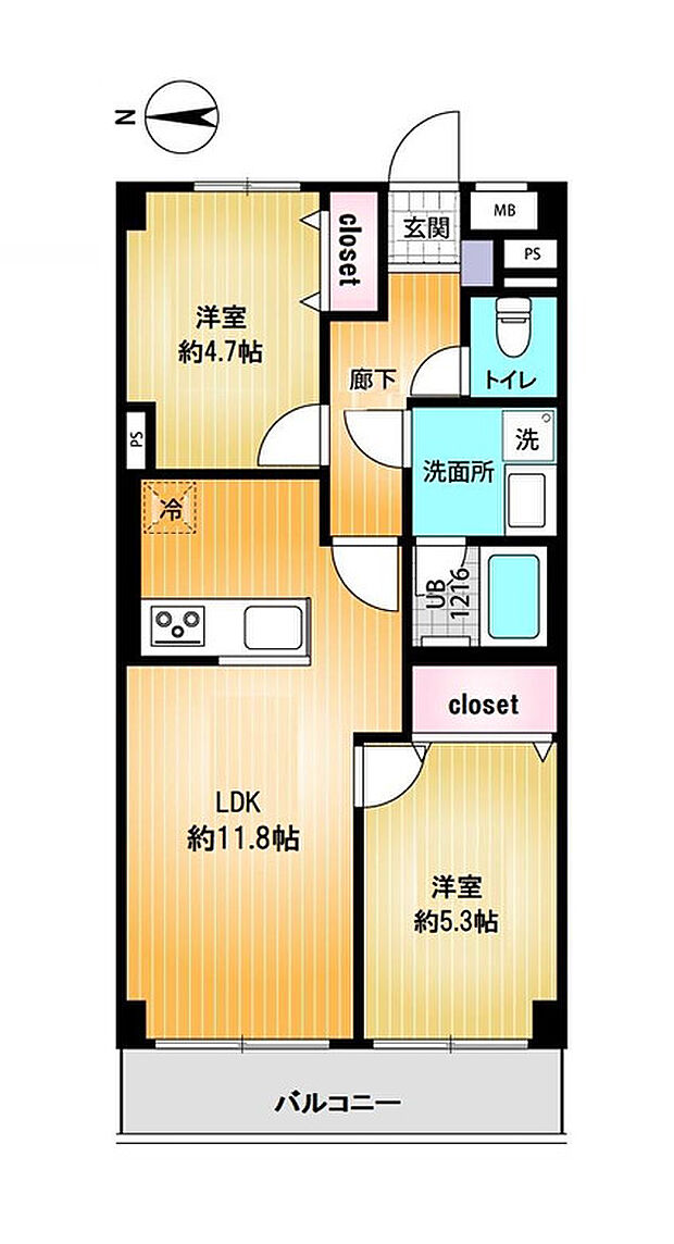 ライオンズマンション石神井公園第3(2LDK) 3階/302号室の間取り図