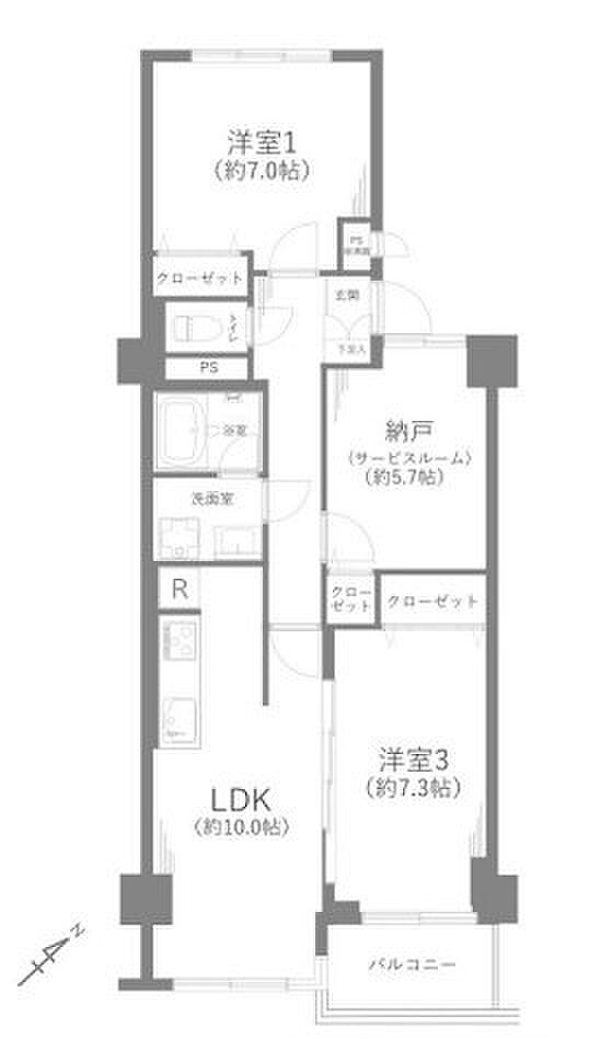 ライオンズマンション清瀬駅前通り(2SLDK) 5階の間取り図