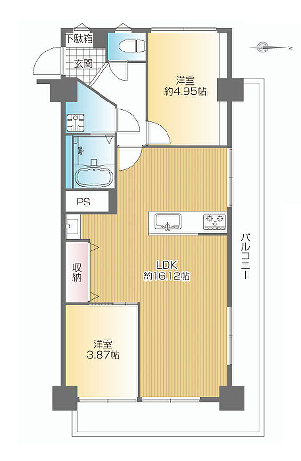 富士見台ファミリーマンション(2LDK) 6階/613号室の間取り図