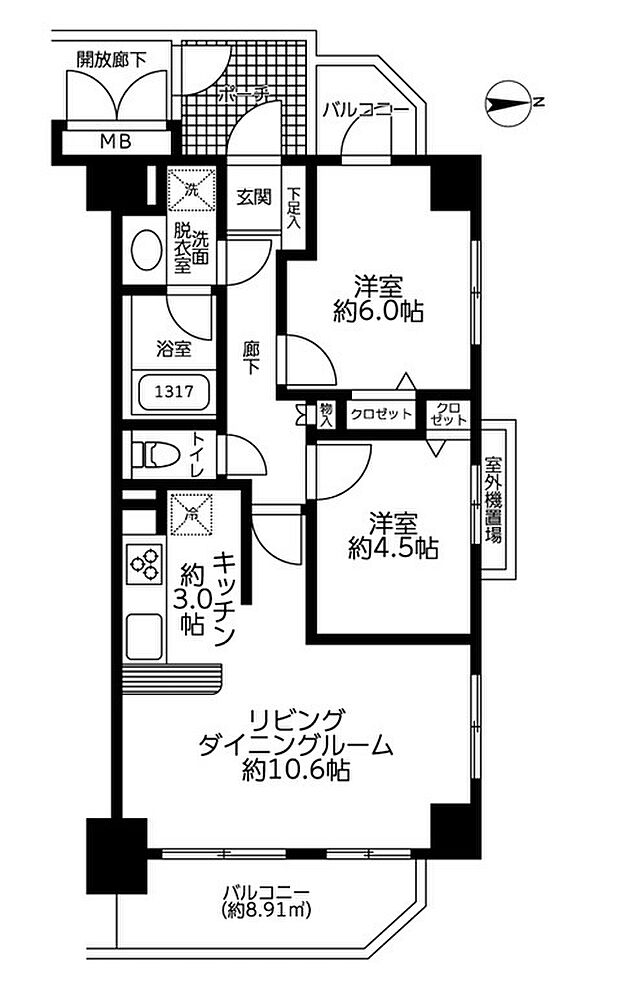 ソフィア立川昭和記念公園(2LDK) 2階/209号室の間取り図