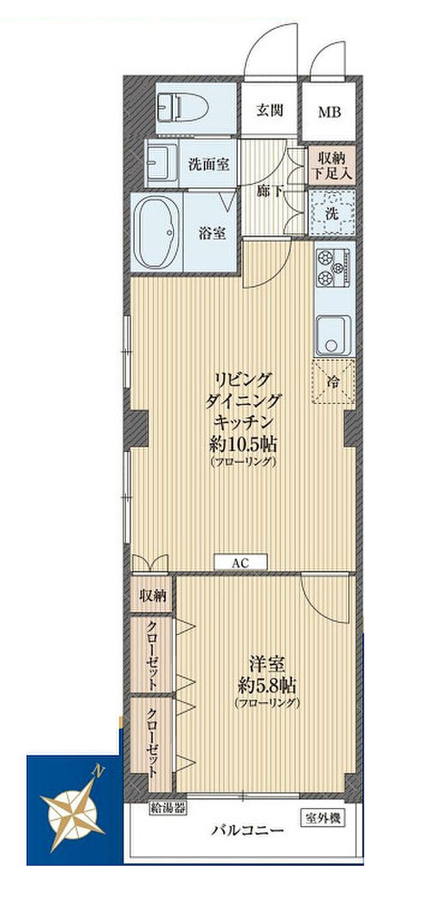 マンション西五反田(1LDK) 5階の間取り図