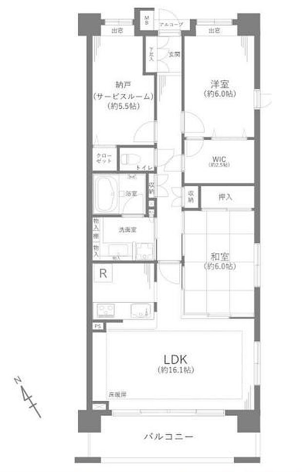 クレストグランディオ横浜(2SLDK) 3階の間取り図