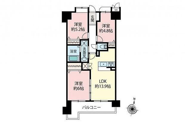 セザール大宮土呂(3LDK) 6階の間取り図