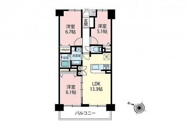 セラード川越霞ヶ関(3LDK) 6階の間取り図