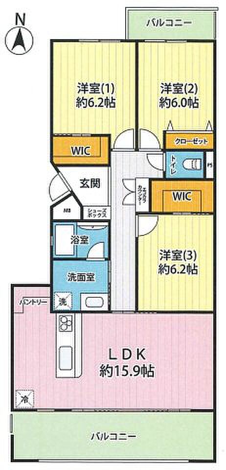コモンシティ湘南衣笠サウスリッジ(3LDK) 10階の間取り図