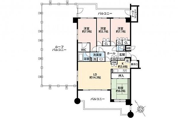 エステ・スクエア武蔵藤沢(4LDK) 10階の間取り図