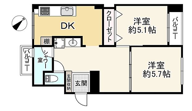 塚本東コーポ(2LDK) 3階の間取り図