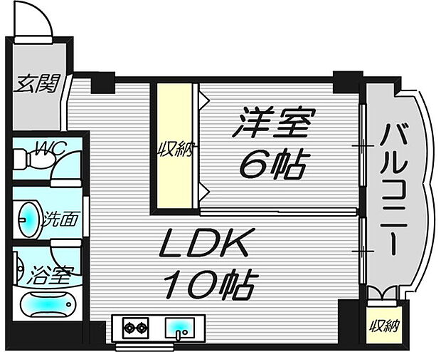 グランドマンションニュー大阪(1LDK) 10階の間取り図