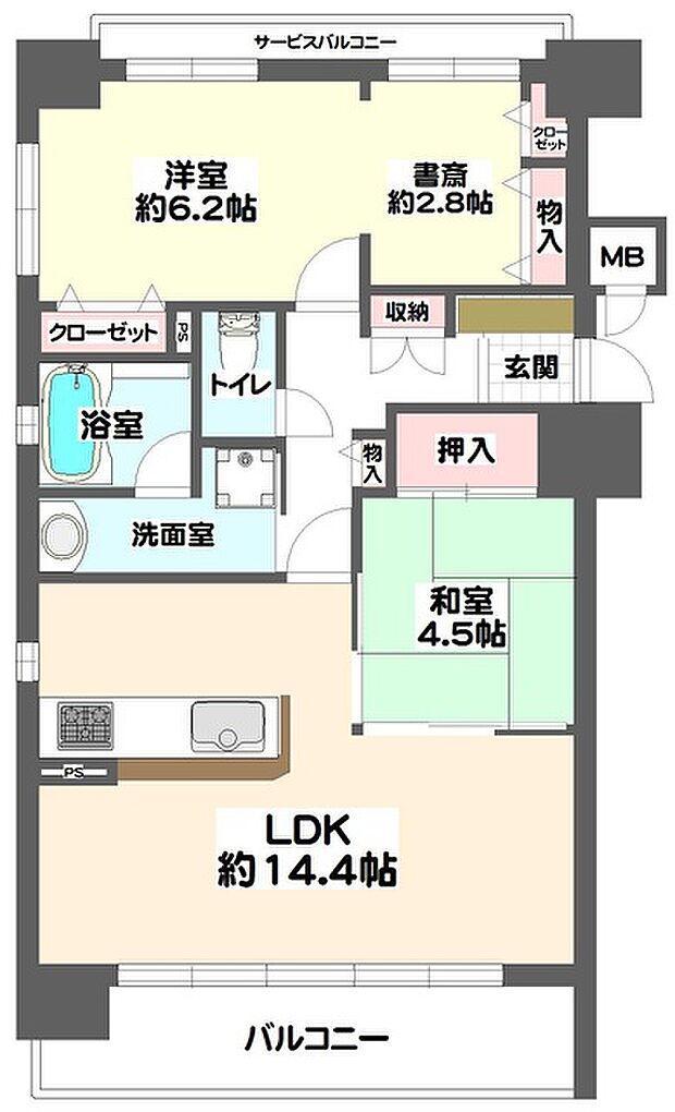 セントラル新大阪(2LDK) 5階の間取り図