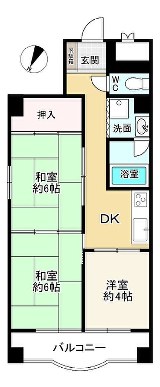新大阪第一ハイツビル(3DK) 3階の間取り図