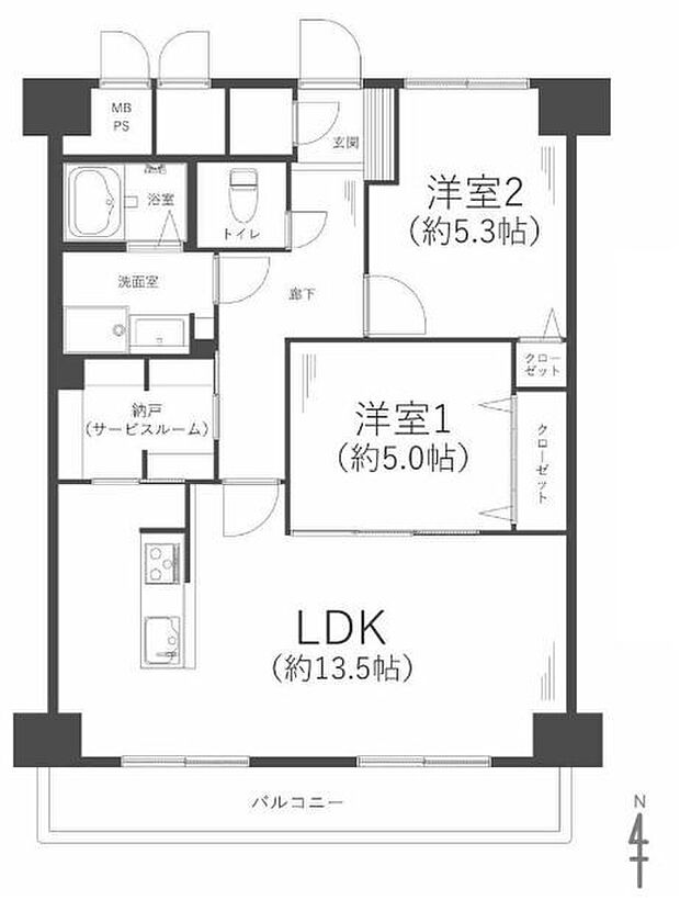 近鉄淀川リバーサイドマンション(3LDK) 7階の間取り図