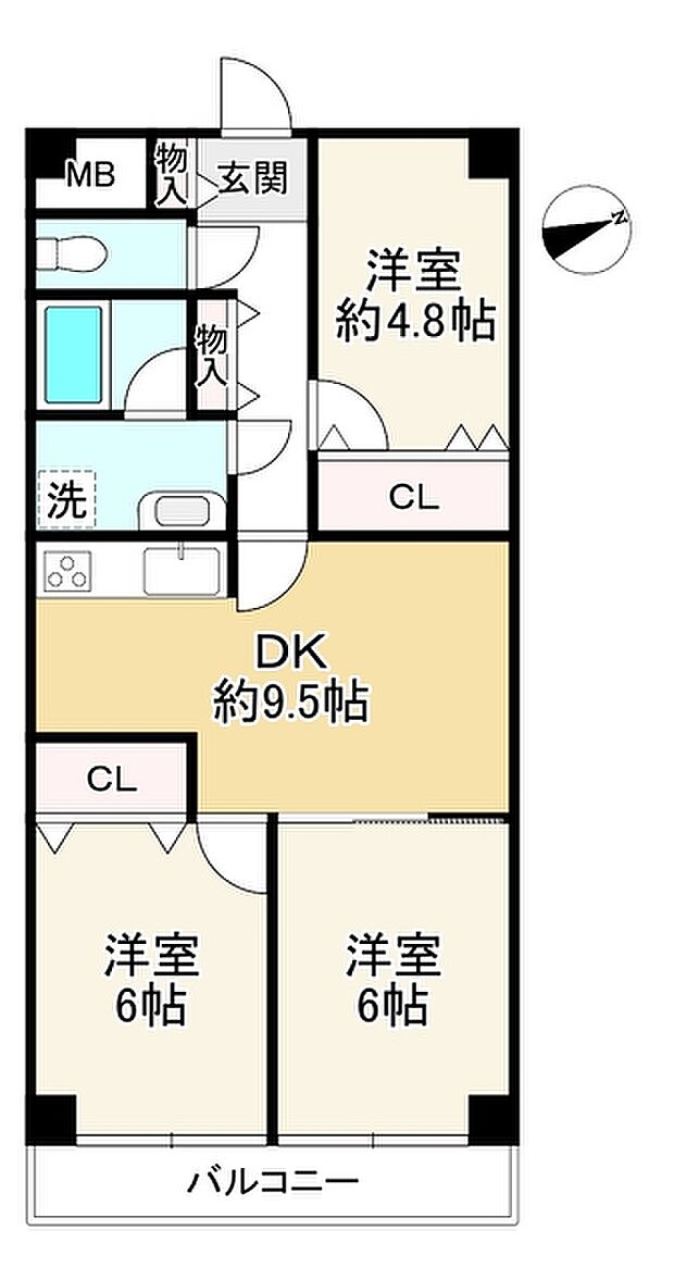 ドルミハイツ垂水Ａ棟(3LDK) 8階の間取り図