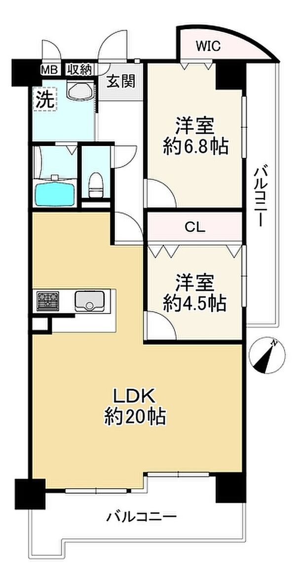 ピュアハイツ美山台(2LDK) 3階の間取り図