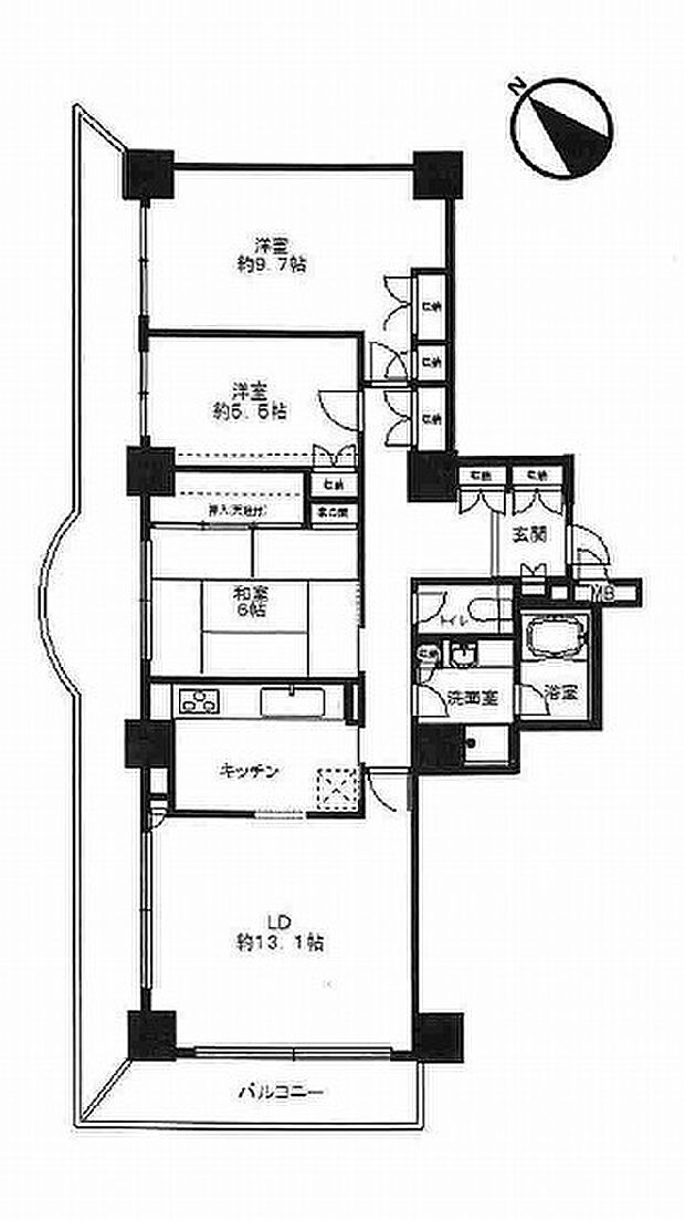 須磨パークヒルズＣ棟(3LDK) 4階の間取り図