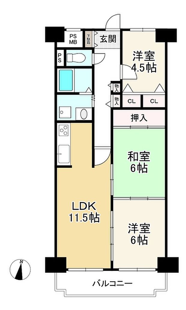 ルネ須磨(3LDK) 7階の内観