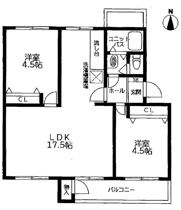 狩口台住宅（明舞12団地）42号棟(2LDK) 1階の間取り図